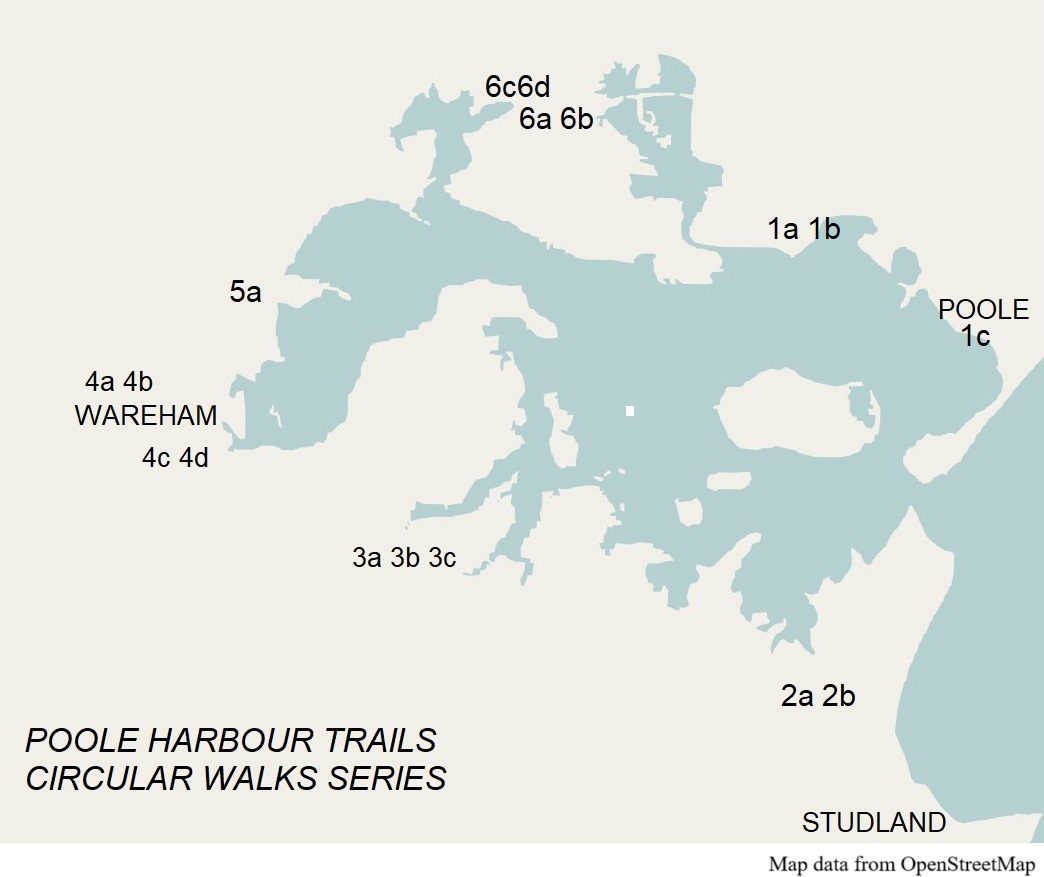 Map showing numbered circular walks